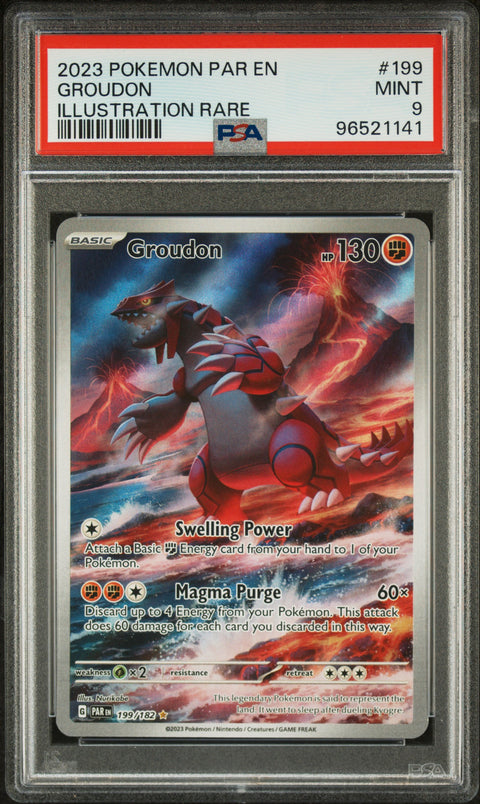 2023 POKEMON PARADOX RIFT GROUDON ILLUSTRATION RARE 199/182 PSA 9