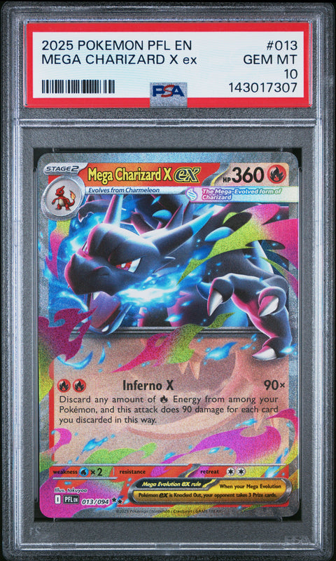 2025 POKEMON PHANTASMAL FLAMES MEGA CHARIZARD X EX 013/094 PSA 10