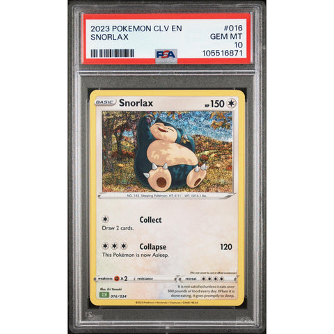 2023 POKEMON CLASSIC COLLECTION SNORLAX 016/034 PSA 10