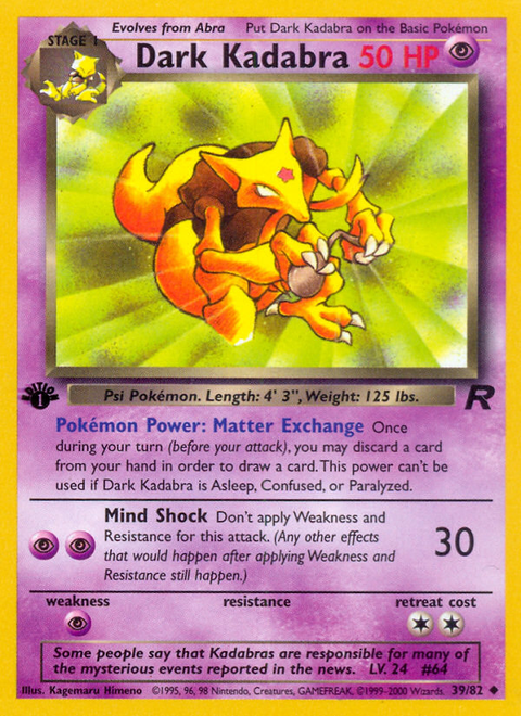 Dark Kadabra - 39/82 (1st Edition)