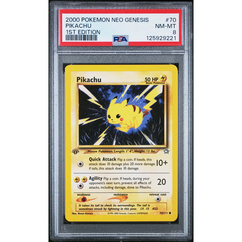 2000 POKEMON 1ST EDITION NEO GENESIS PIKACHU 70/111 PSA 8