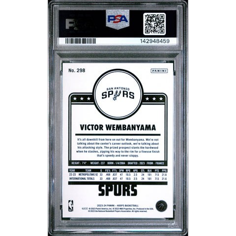 2023 PANINI PANINI NBA HOOPS VICTOR WEMBANYAMA 298 PSA 10
