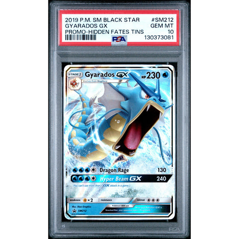 2019 POKEMON PROMO GYARADOS HIDDEN FATES TINS SM212 PSA 10