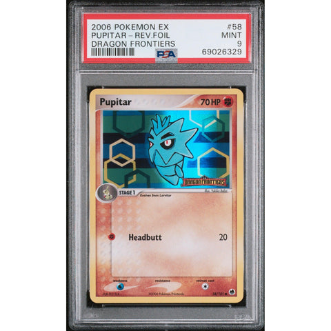 2006 POKEMON DRAGON FRONTIERS PUPITAR REVERSE FOIL 58/101 PSA 9