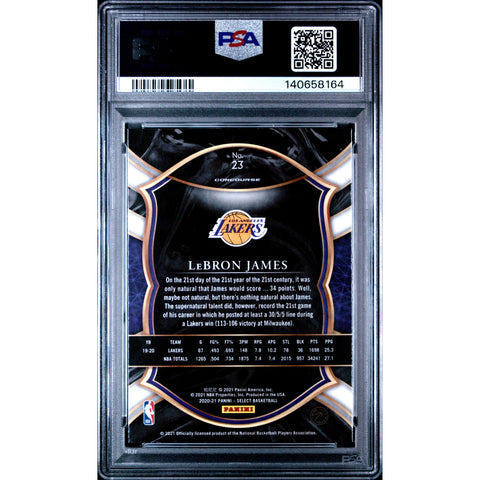 2020 PANINI PANINI SELECT LEBRON JAMES BLUE RETAIL 23 PSA 9