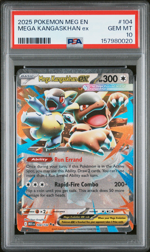 2025 POKEMON MEGA EVOLUTION MEGA KANGASKHAN EX 104/132 PSA 10