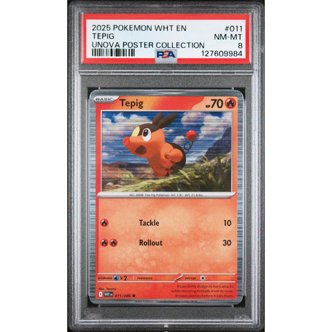 2025 POKEMON WHITE FLARE TEPIG UNOVA POSTER COLLECTION 011/086 PSA 8