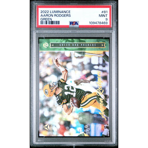 2022 SPORTS LUMINANCE AARON RODGERS GREEN 81 PSA 9