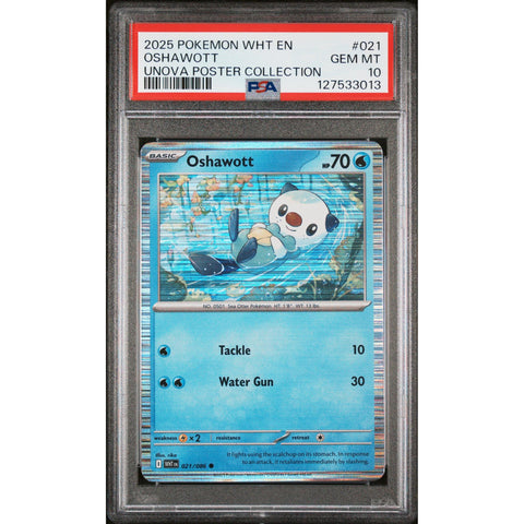 2025 POKEMON WHITE FLARE OSHAWOTT UNOVA POSTER COLLECTION 021/086 PSA 10