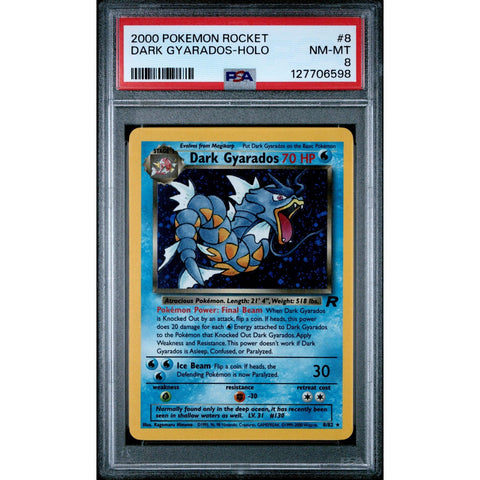 2000 POKEMON TEAM ROCKET DARK GYARADOS 8/82 PSA 8