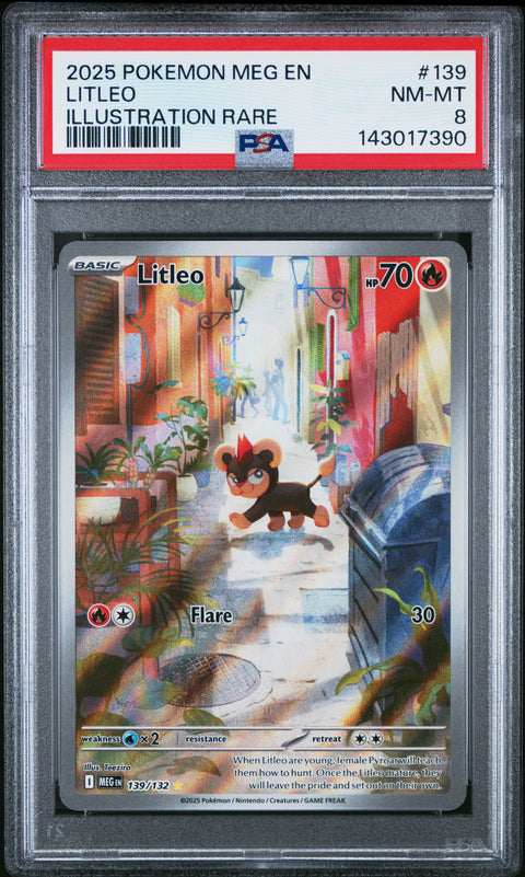 2025 POKEMON MEGA EVOLUTION LITLEO ILLUSTRATION RARE 139/132 PSA 8