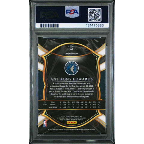 2020 PANINI PANINI SELECT ANTHONY EDWARDS BLUE RETAIL 61 PSA 9