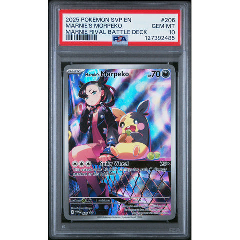2025 POKEMON PROMO MARNIE'S MORPEKO MARNIE RIVAL BATTLE DECK SVP206 PSA 10