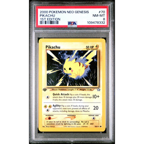 2000 POKEMON NEO GENESIS 1ST EDITION PIKACHU 70/111 PSA 8