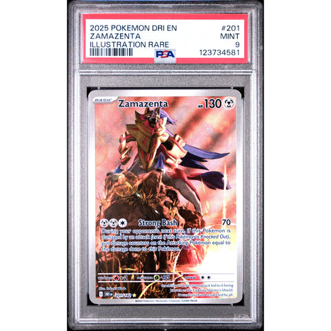 2025 POKEMON DRI EN-DESTINED RIVALS ZAMAZENTA ILLUSTRATION RARE 201/182 PSA 9