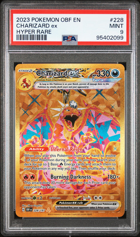 2023 POKEMON OBSIDIAN FLAMES CHARIZARD EX HYPER RARE 228/197 PSA 9