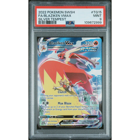 2022 POKEMON SILVER TEMPEST BLAZIKEN VMAX TG15/TG30 PSA 9