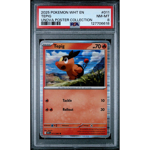 2025 POKEMON WHITE FLARE TEPIG UNOVA POSTER COLLECTION 011/086 PSA 8