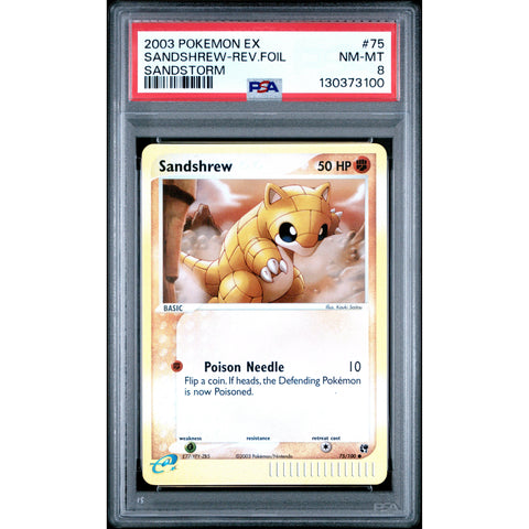 2003 POKEMON EX SANDSTORM SANDSHREW REVERSE HOLO 75/100 PSA 8