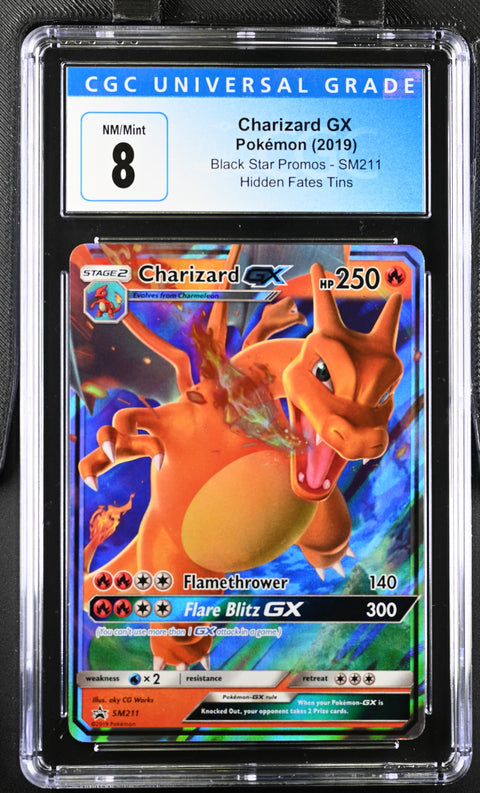 2019 POKEMON BLACK STAR PROMOS CHARIZARD GX HIDDEN FATES SM211 CGC 8