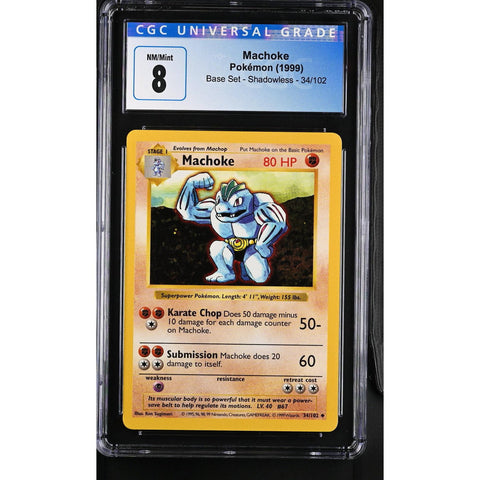 1999 POKEMON BASE SET MACHOKE SHADOWLESS 34/102 CGC 8