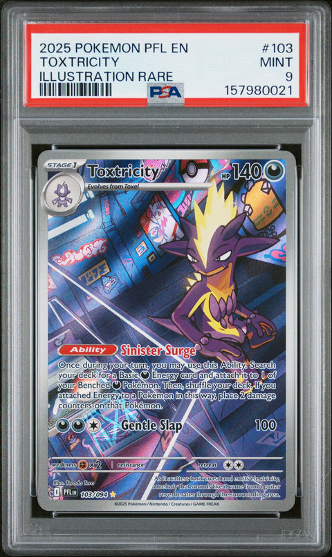 2025 POKEMON PHANTASMAL FLAMES TOXTRICITY ILLUSTRATION RARE 103/094 PSA 9