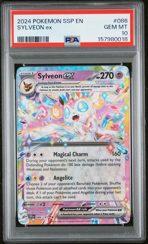 2024 POKEMON SSP EN SURGING SPARKS SYLVEON EX 086/191 PSA 10