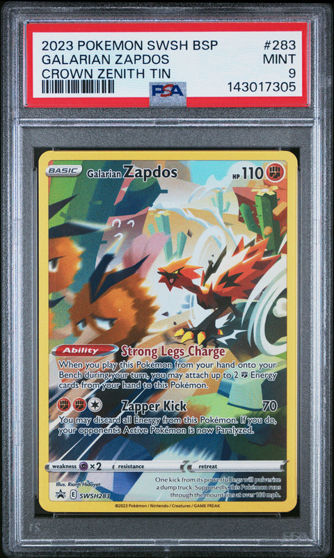 2023 POKEMON GALARIAN ZAPDOS CROWN ZENITH TIN SWSH283 PSA 9