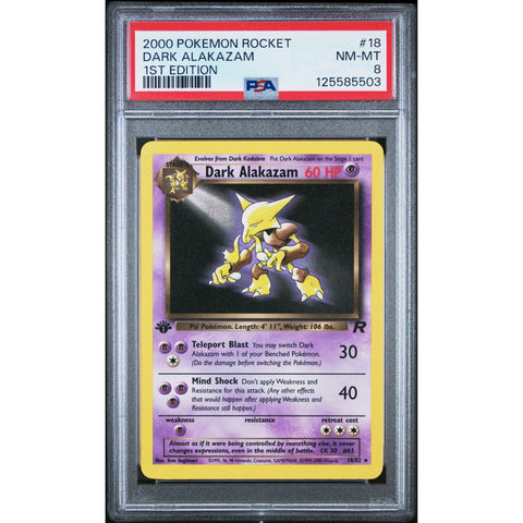 2000 POKEMON ROCKET DARK ALAKAZAM 1ST EDITION 18/82 PSA 8