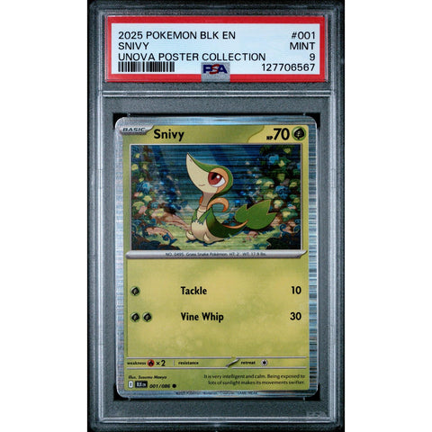 2025 POKEMON BLACK BOLT SNIVY UNOVA POSTER COLLECTION 001/086 PSA 9