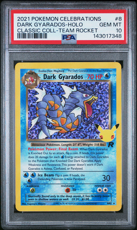 2021 POKEMON CELEBRATIONS CLASSIC COLLECTION DARK GYARADOS HOLO 8 PSA 10