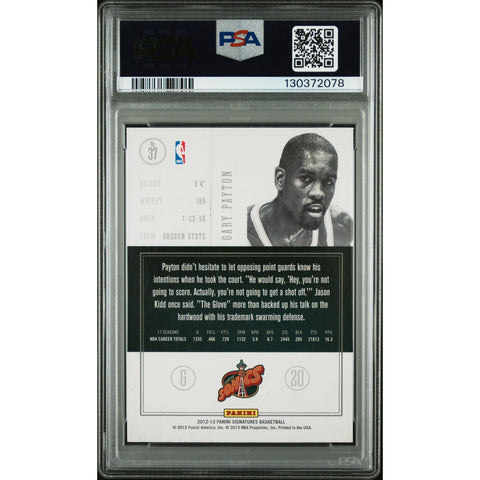 2012 PANINI PANINI SIGNATURES CHASE LEGENDS GARY PAYTON GREEN 37 PSA 8