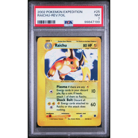 2002 POKEMON EXPEDITION RAICHU REVERSE FOIL 25/165 PSA 7