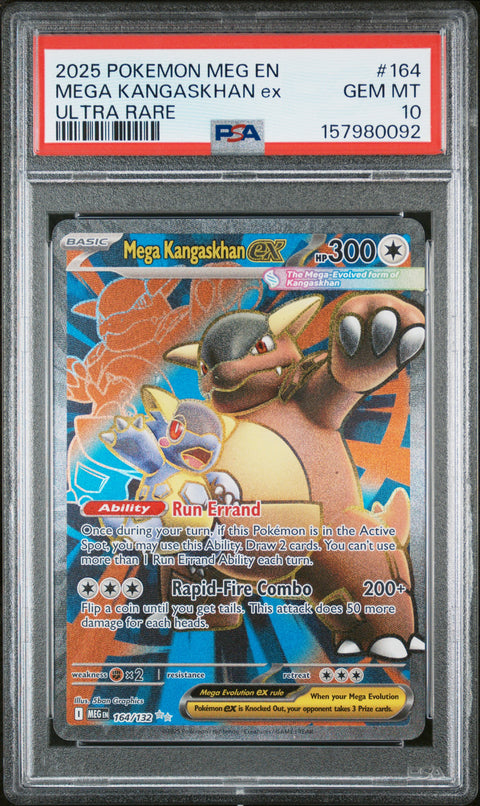 2025 POKEMON MEGA EVOLUTION MEGA KANGASKHAN EX ULTRA RARE 164/132 PSA 10