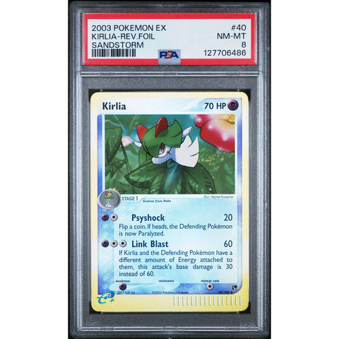 2003 POKEMON EX SANDSTORM KIRLIA 40/100 PSA 8