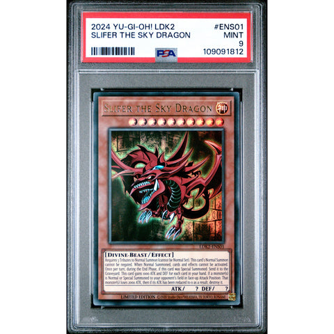 2024 YU-GI-OH LEGENDARY DECKS II SLIFER THE SKY DRAGON ENS01 PSA 9