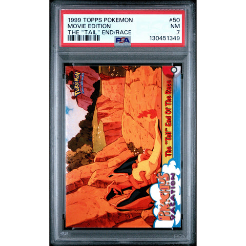 1999 POKEMON TOPPS THE MOVIE EDITION THE "TAIL" END OF THE RACE 050 PSA 7
