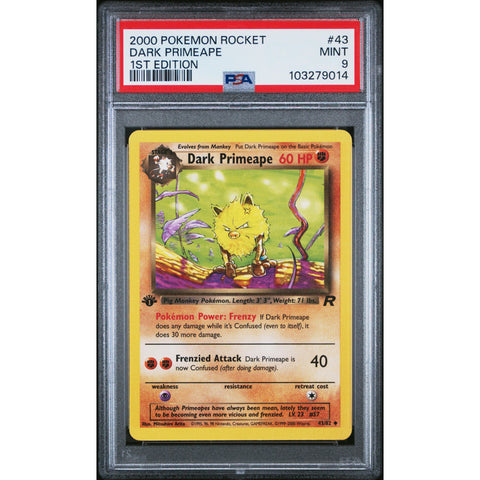 2000 POKEMON ROCKET 1ST EDITION DARK PRIMEAPE 43/82 PSA 9