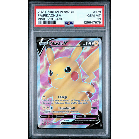 2020 POKEMON VIVID VOLTAGE PIKACHU V 170/185 PSA 10