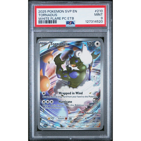 2025 POKEMON TORNADUS WHITE FLARE POKEMON CENTER ELITE TRAINER BOX 210/086 PSA 9