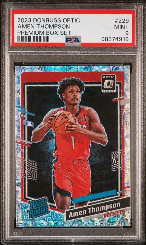 2023 PANINI PANINI DONRUSS OPTIC AMEN THOMPSON PREMIUM BOX SET 229 PSA 9