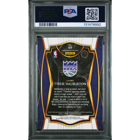 2020 PANINI PANINI SELECT TYRESE HALIBURTON BLUE RETAIL 189 PSA 10