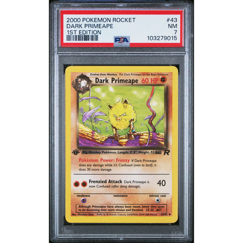 2000 POKEMON ROCKET 1ST EDITION DARK PRIMEAPE 43/82 PSA 7