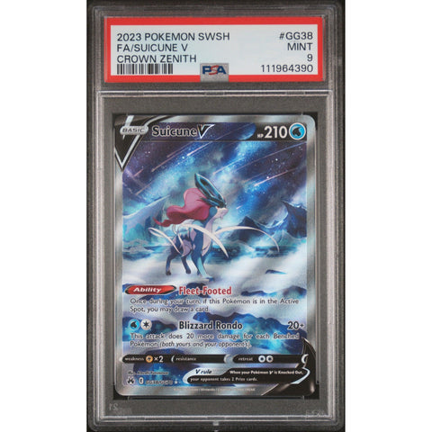 2023 POKEMON CROWN ZENITH SUICUNE V GG38/GG70 PSA 9