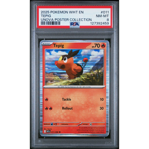 2025 POKEMON WHITE FLARE TEPIG UNOVA POSTER COLLECTION 011/086 PSA 8