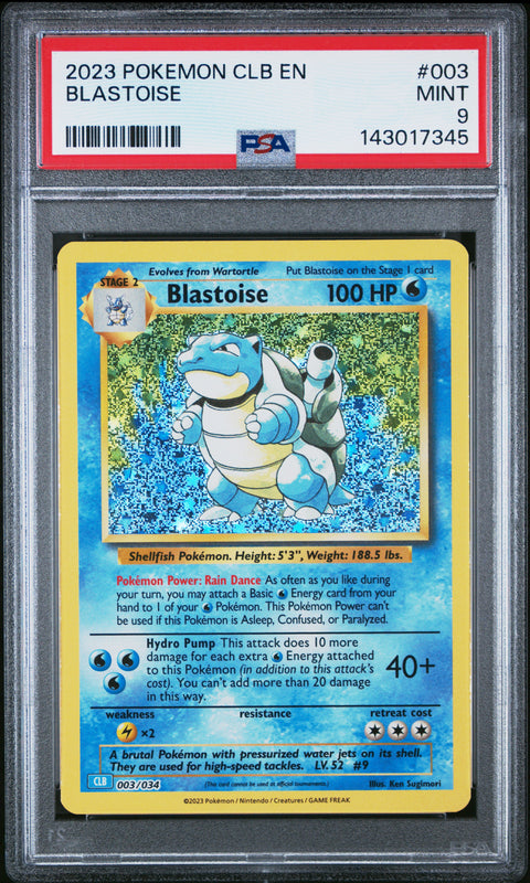 2023 POKEMON CLB BLASTOISE 003/034 PSA 9