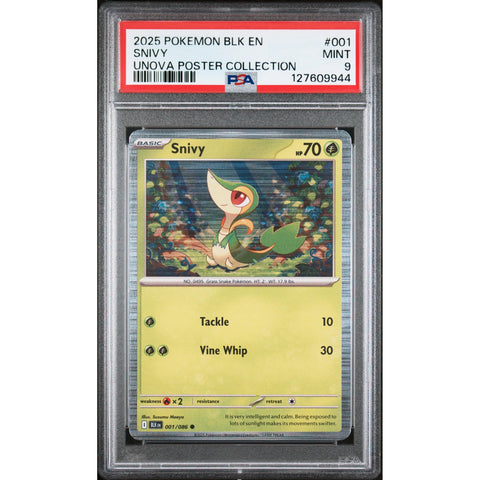 2025 POKEMON BLACK BOLT SNIVY UNOVA POSTER COLLECTION 001/086 PSA 9