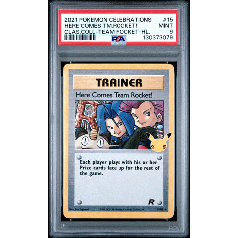 2021 POKEMON CELEBRATIONS HERE COMES TEAM ROCKET 15/82 PSA 9