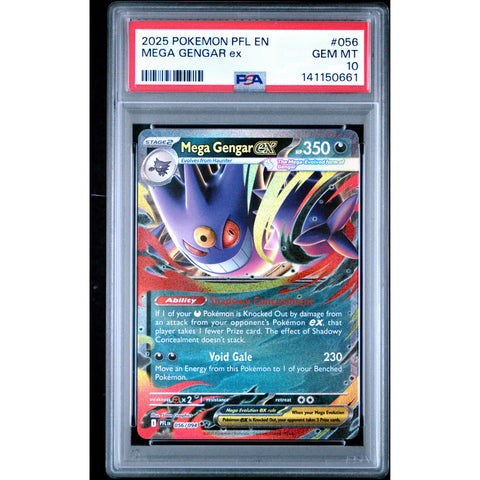 2025 POKEMON PFL EN-PHANTASMAL FLAMES MEGA GENGAR EX 056/094 PSA 10