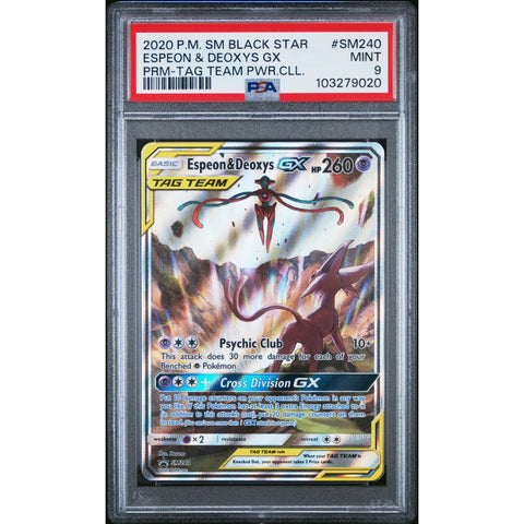 2020 POKEMON BLACK STAR PROMO ESPEON DEOXYS GX SM240 PSA 9